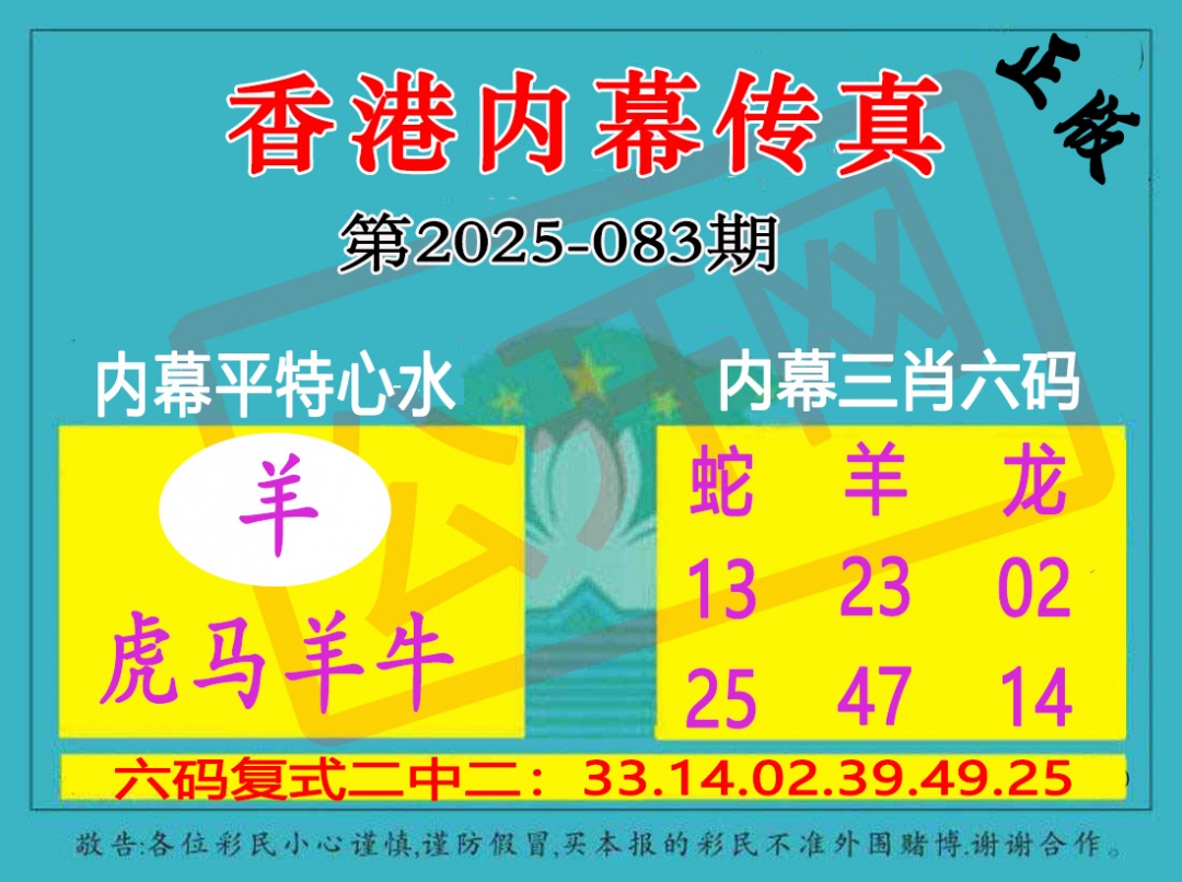 六合彩083期香港内幕传真三肖报