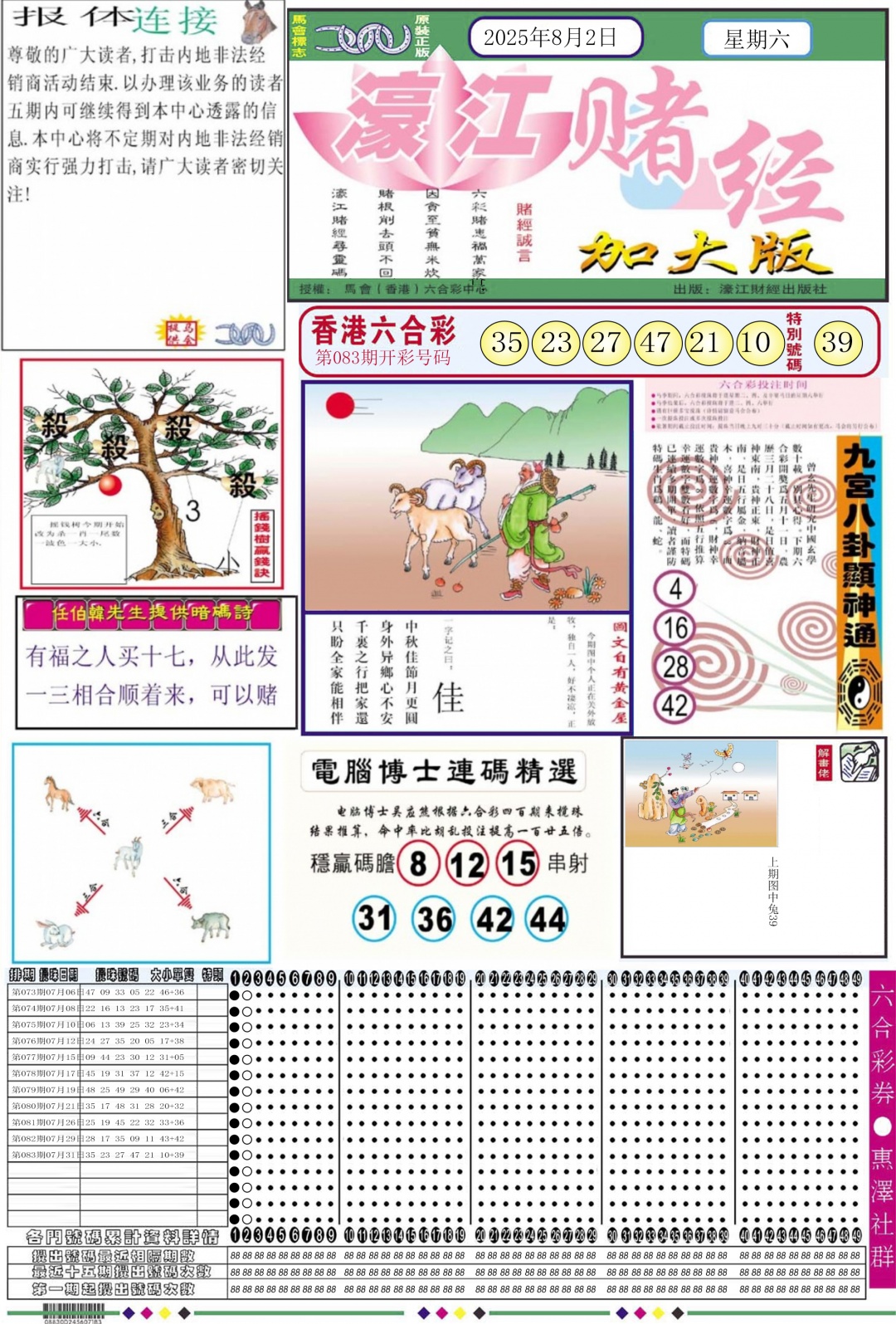 六合彩084期濠江赌经A加大版
