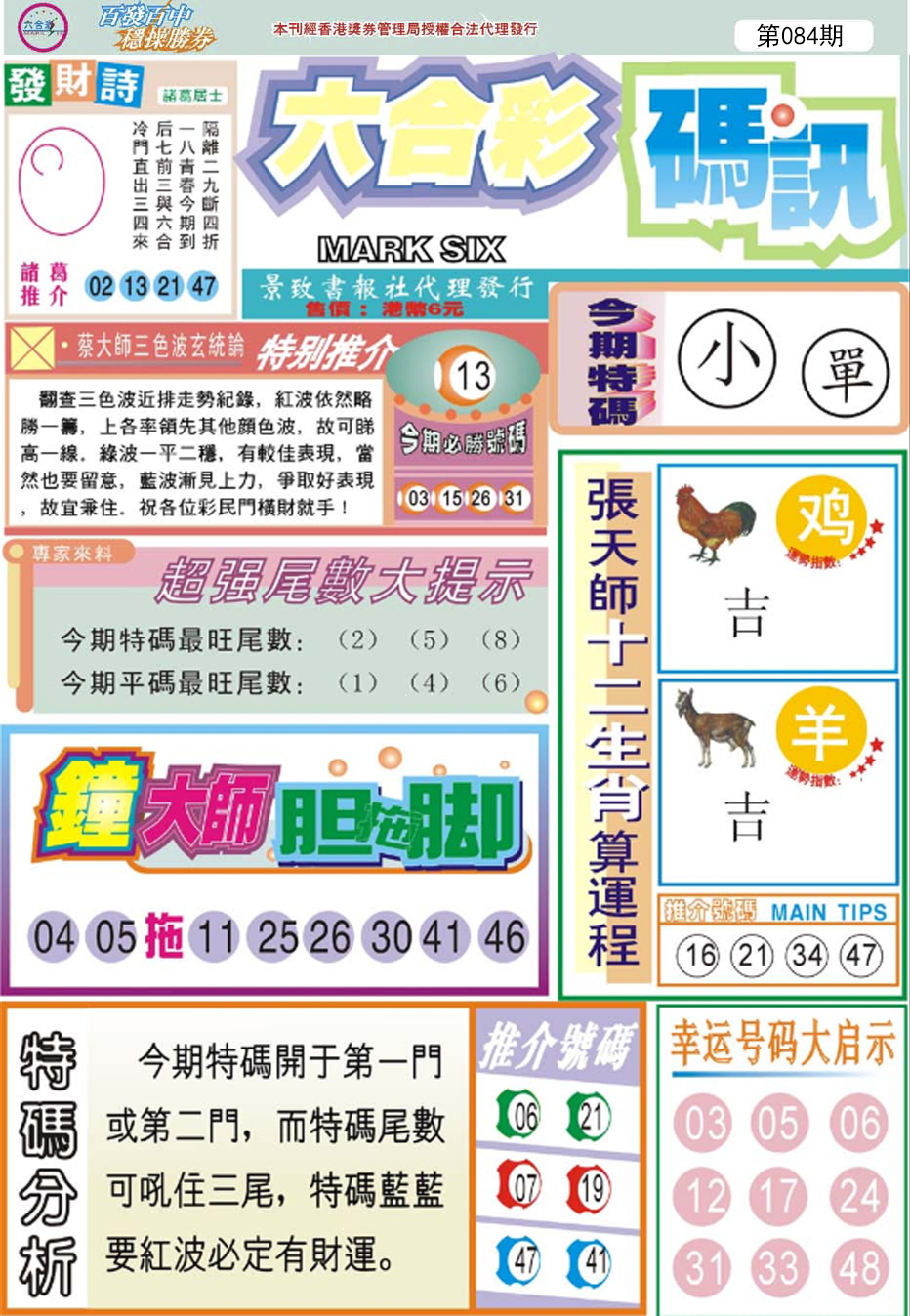 六合彩084期六合码讯