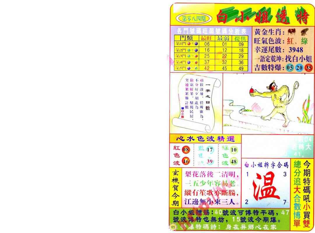六合彩084期白小姐透特