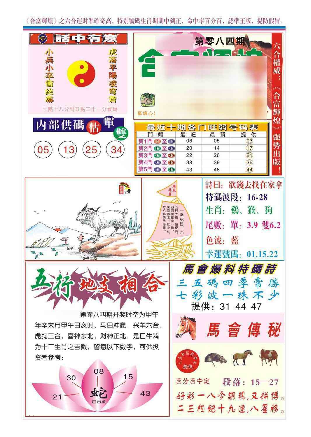 六合彩084期合富辉煌(新图)