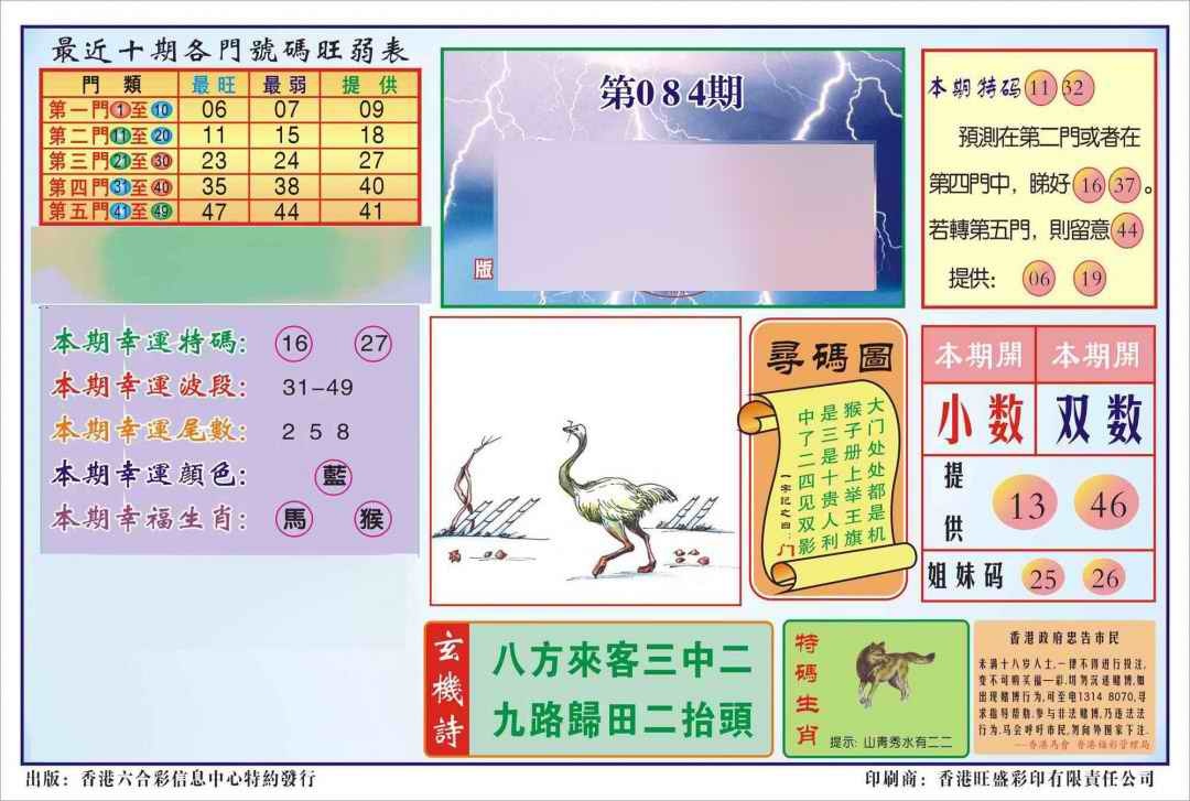 六合彩084期香港逢赌必羸(新图)