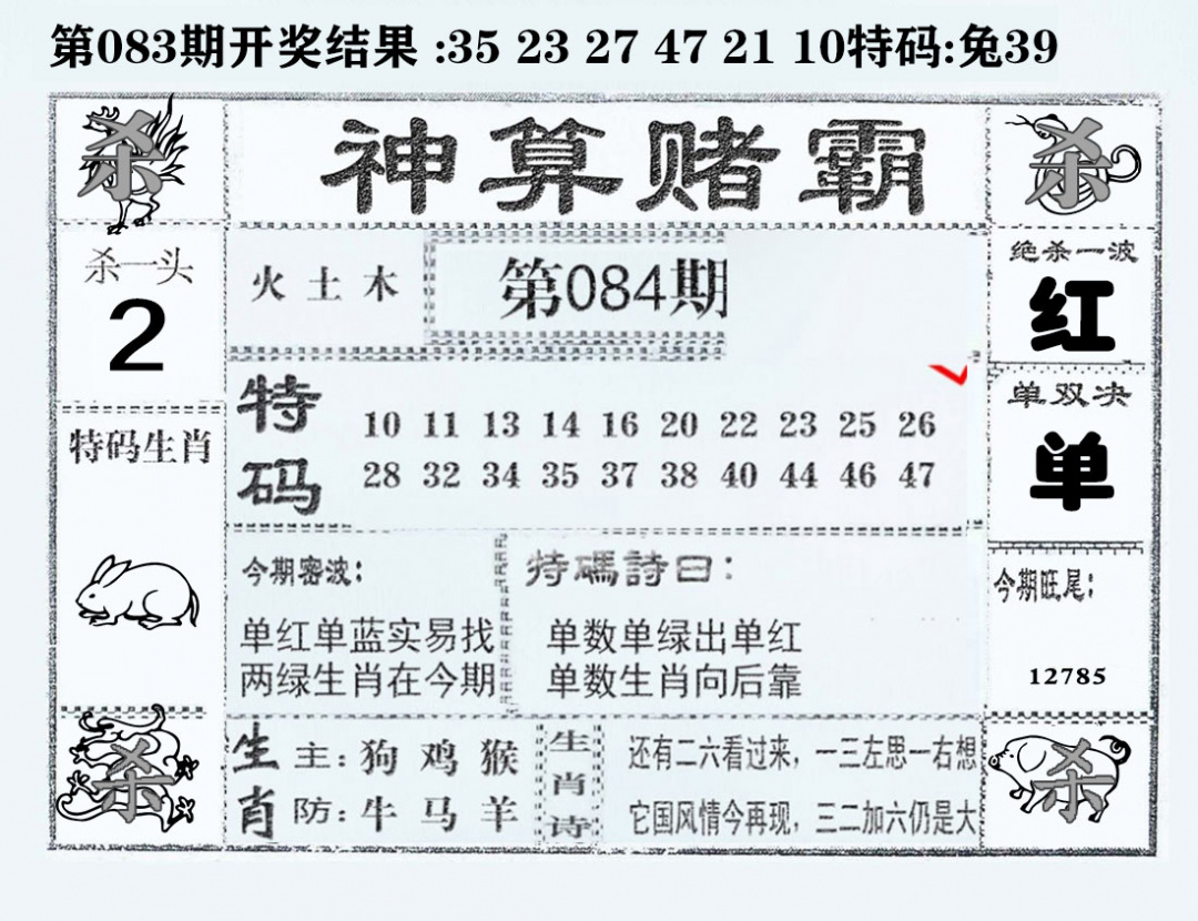 六合彩084期神算赌霸