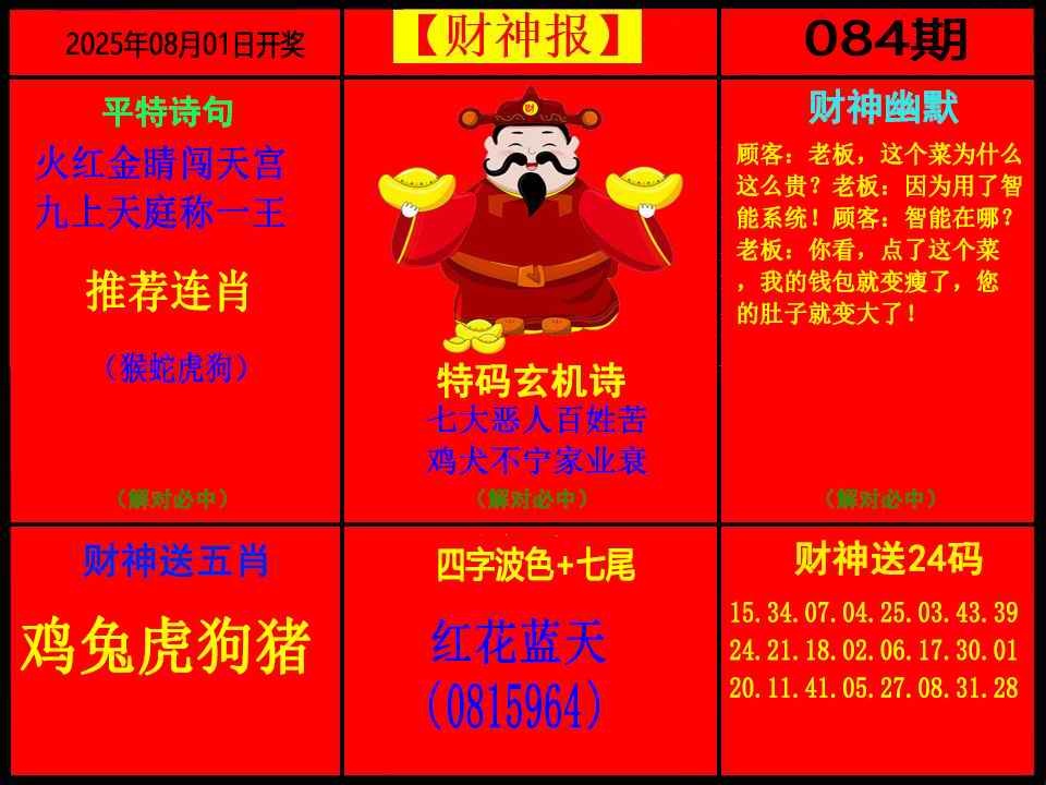 六合彩084期财神报