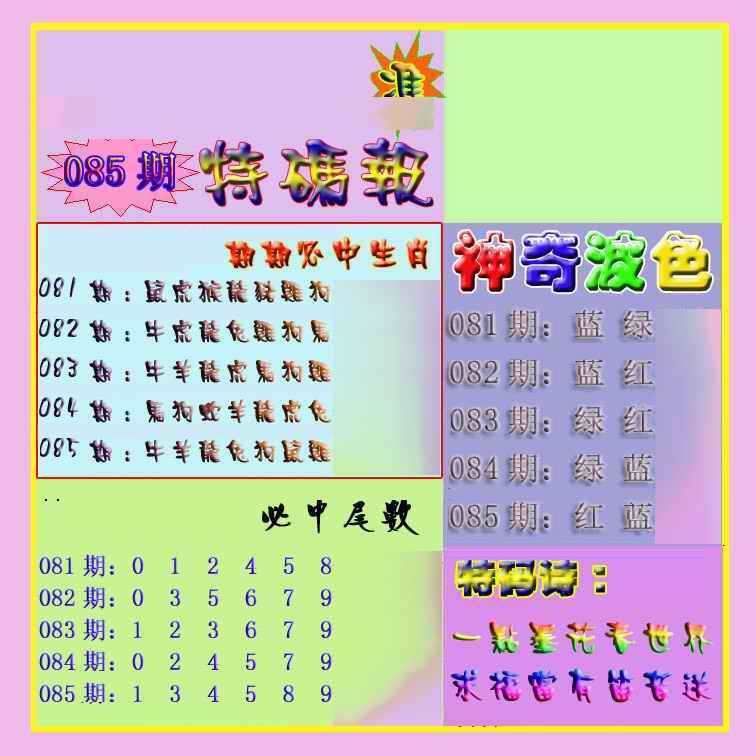 六合彩085期生财有道特码报