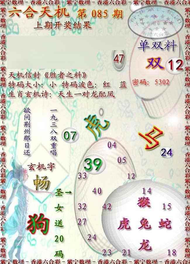 六合彩085期天机报