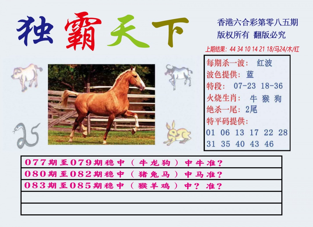 六合彩085期独霸天下