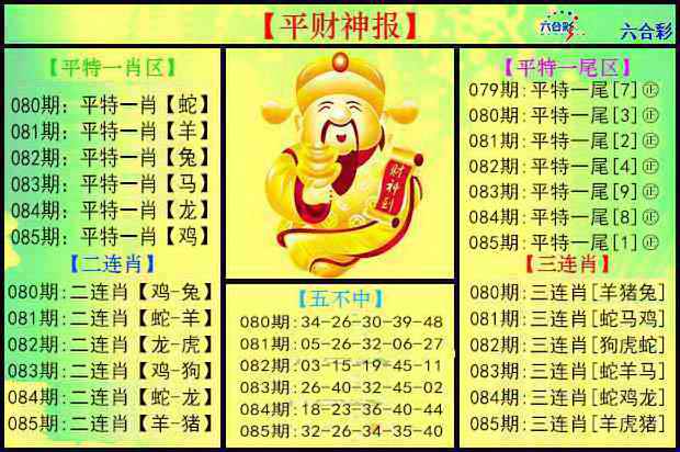 六合彩085期平财神报
