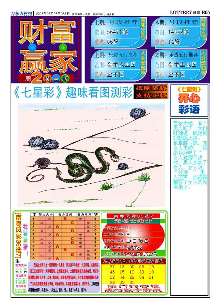 六合彩085期七星彩图(高清)A