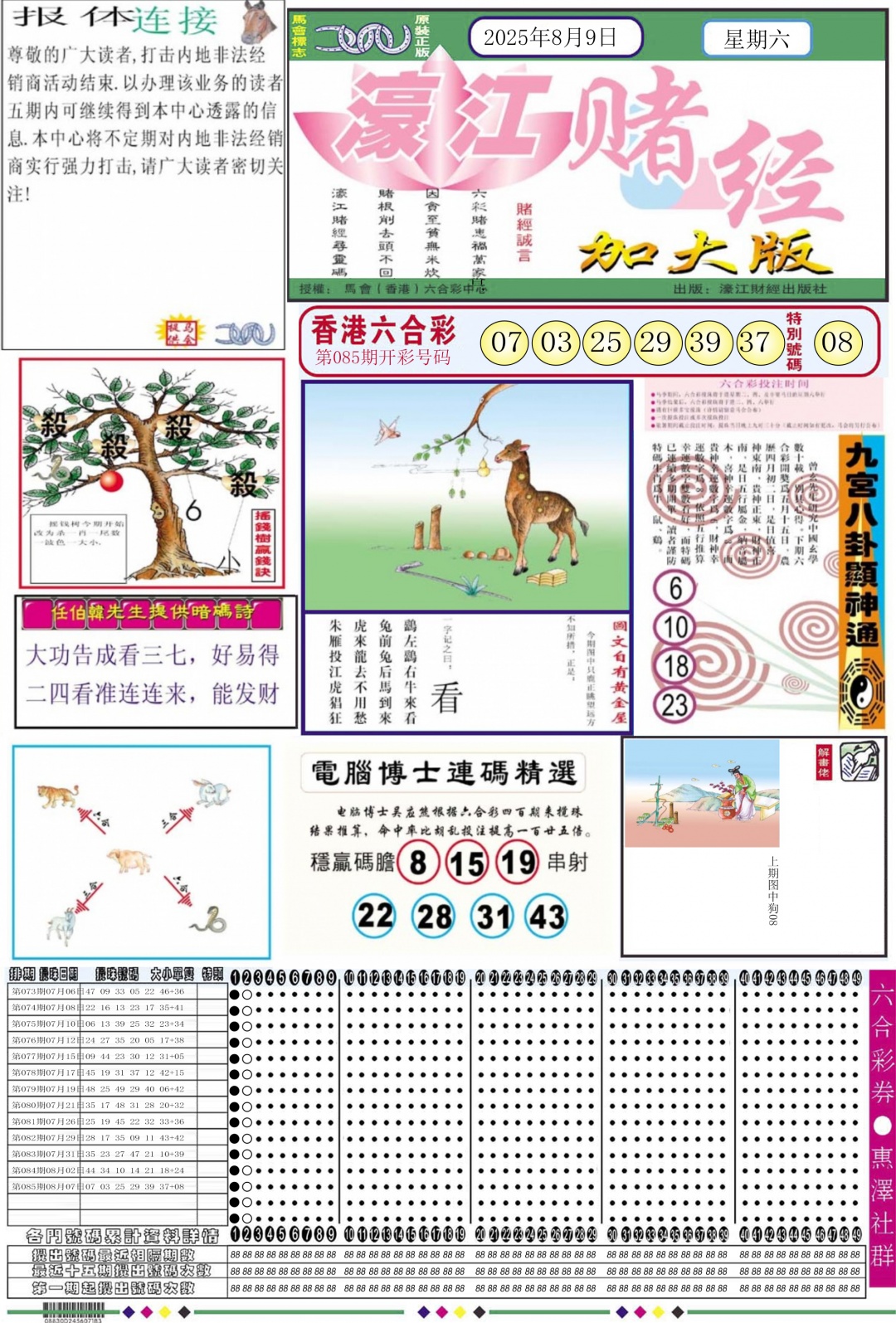 六合彩086期濠江赌经A加大版
