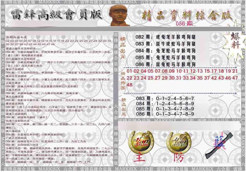 六合彩086期雷锋资料综合版