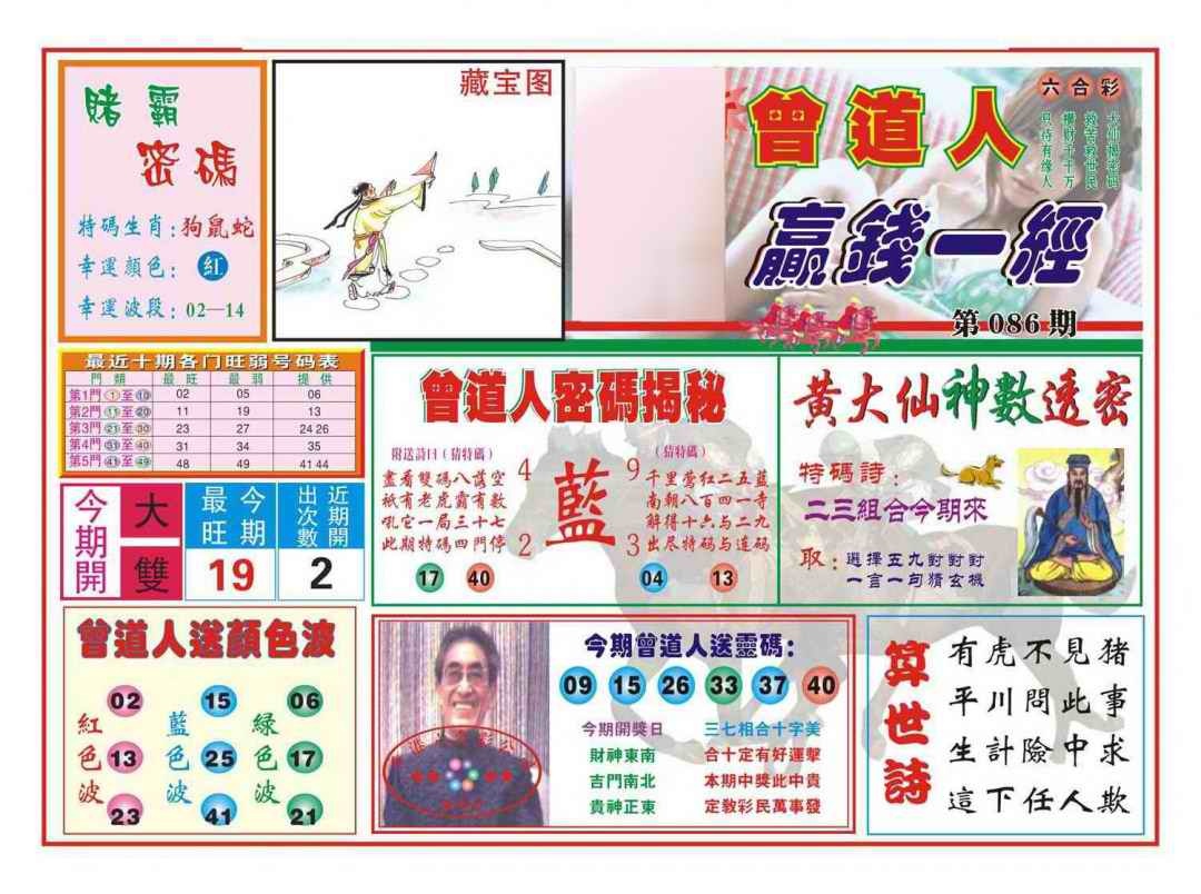 六合彩086期赢钱一经(新图)