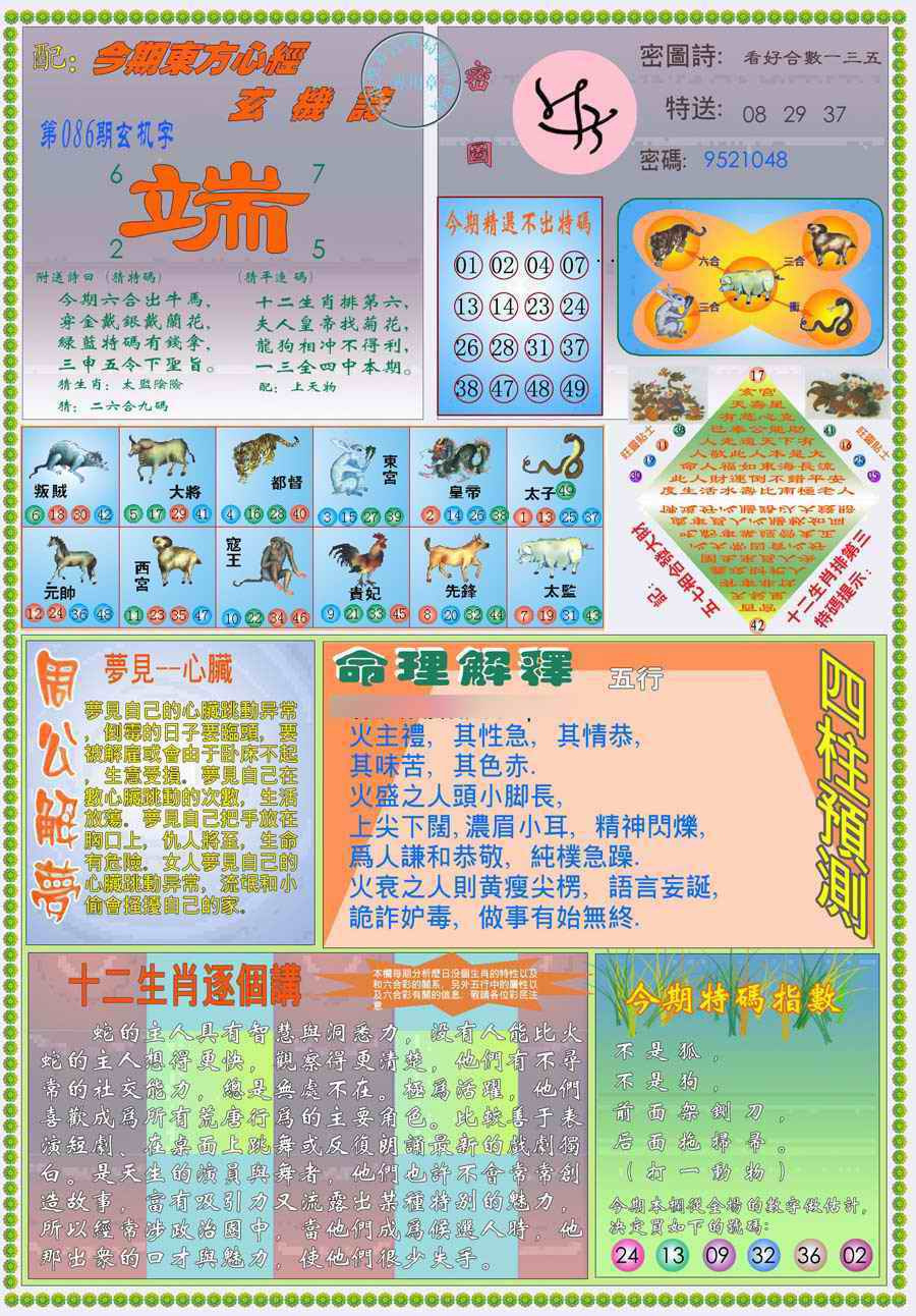 六合彩086期(新版)东方心经B