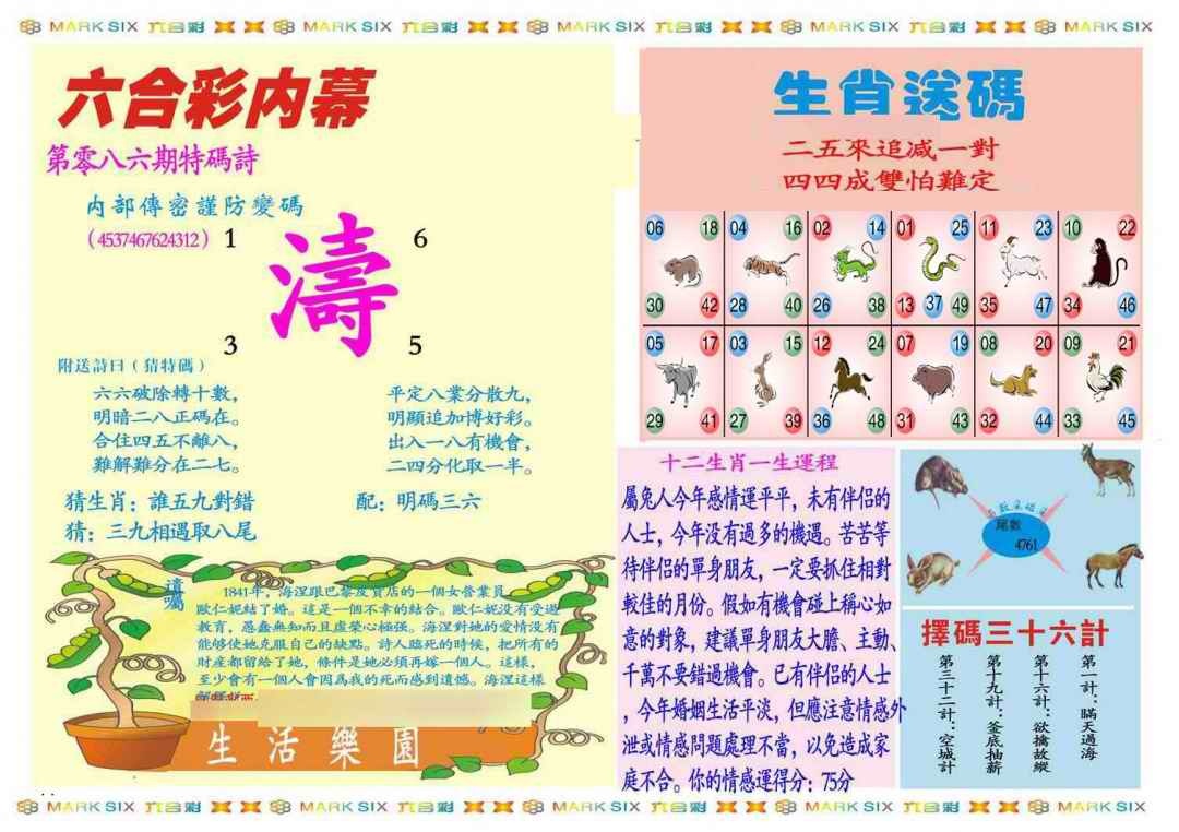 六合彩086期马经内幕B(新图推荐)