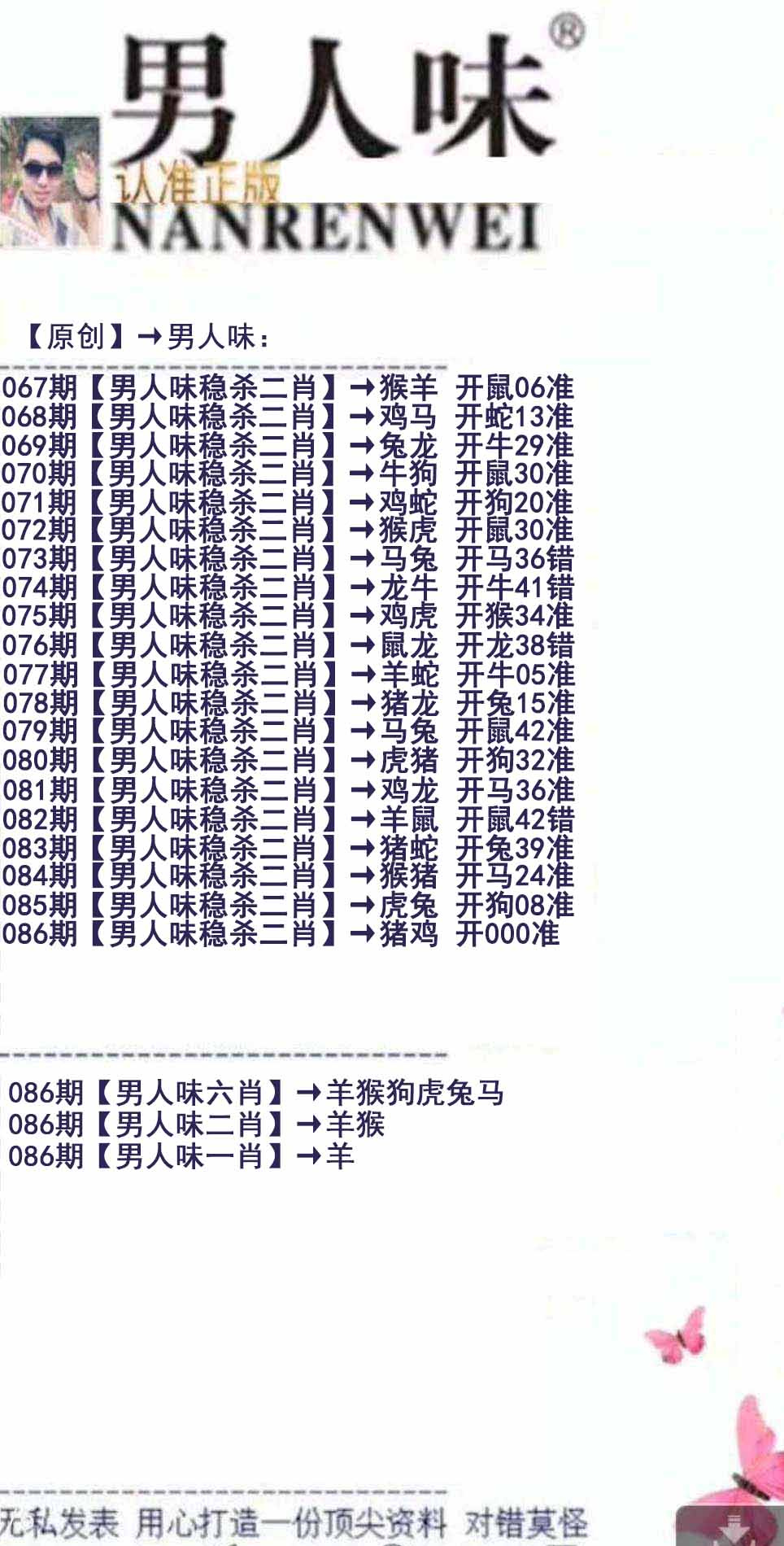 六合彩086期男人味