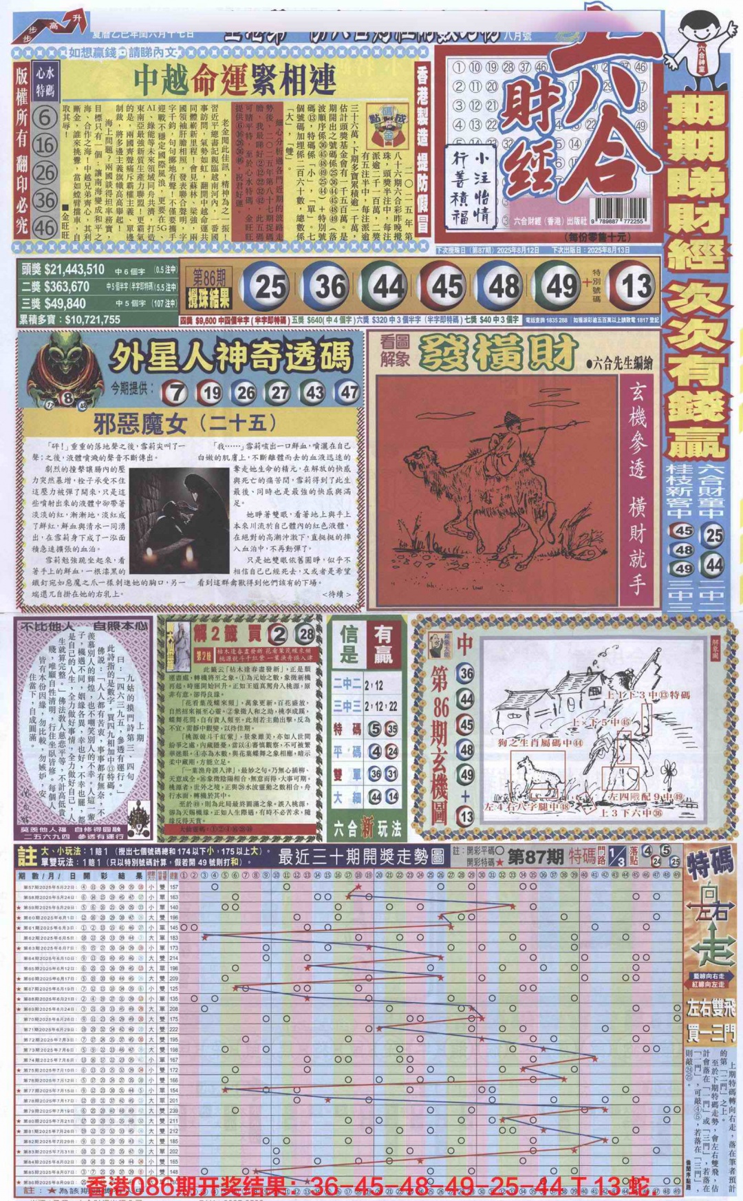 六合彩087期六合财经A加大版