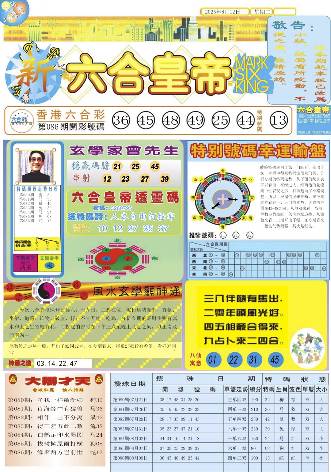 六合彩087期六合皇帝A