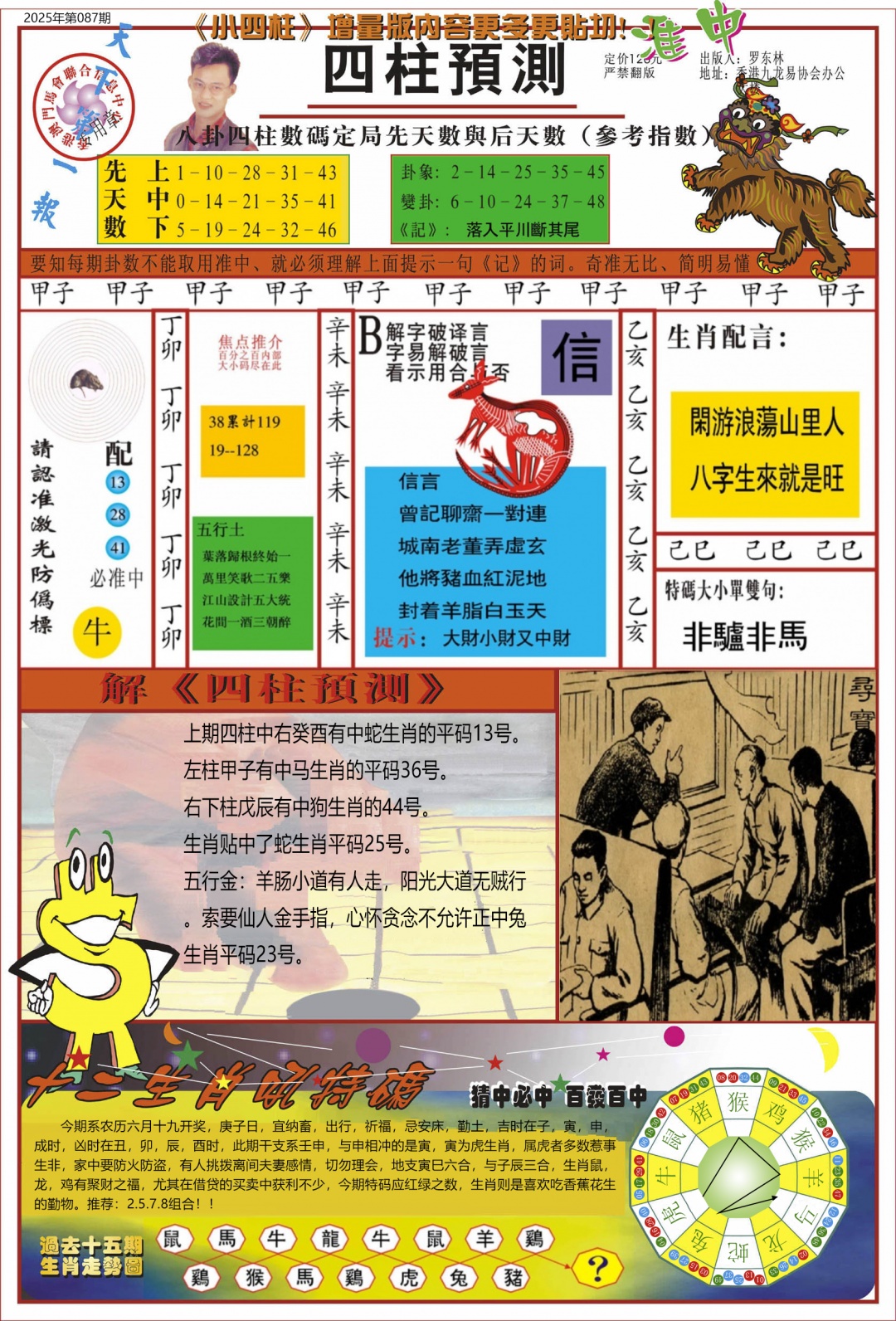 六合彩087期中四柱预测A