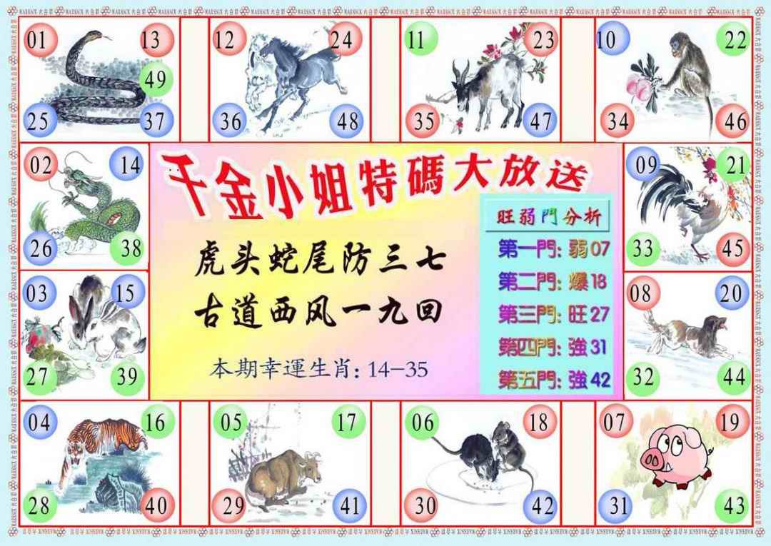 六合彩087期千金小姐B版