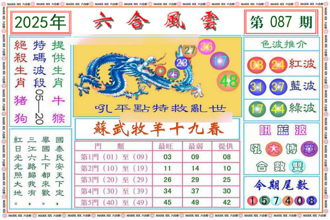 六合彩087期六合风云