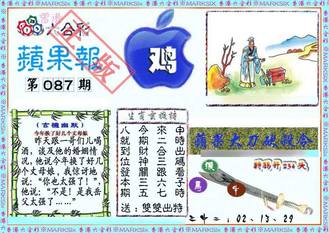 六合彩087期频果报