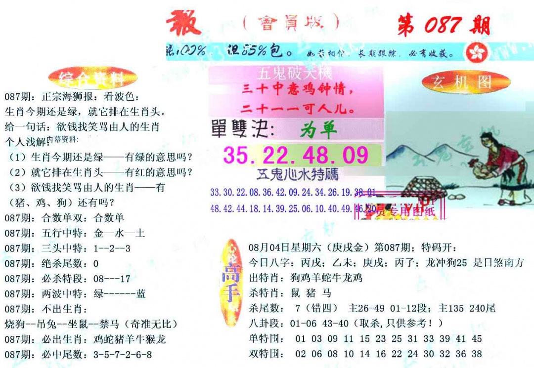六合彩087期新五鬼玄机