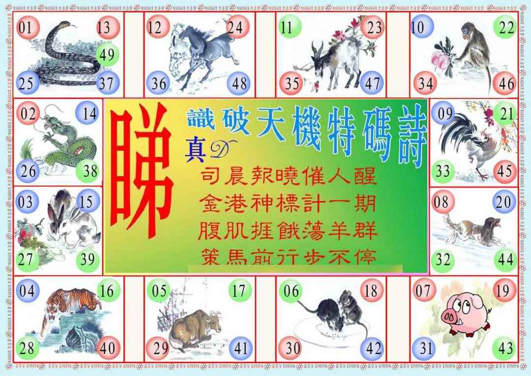 六合彩087期识破天机B版