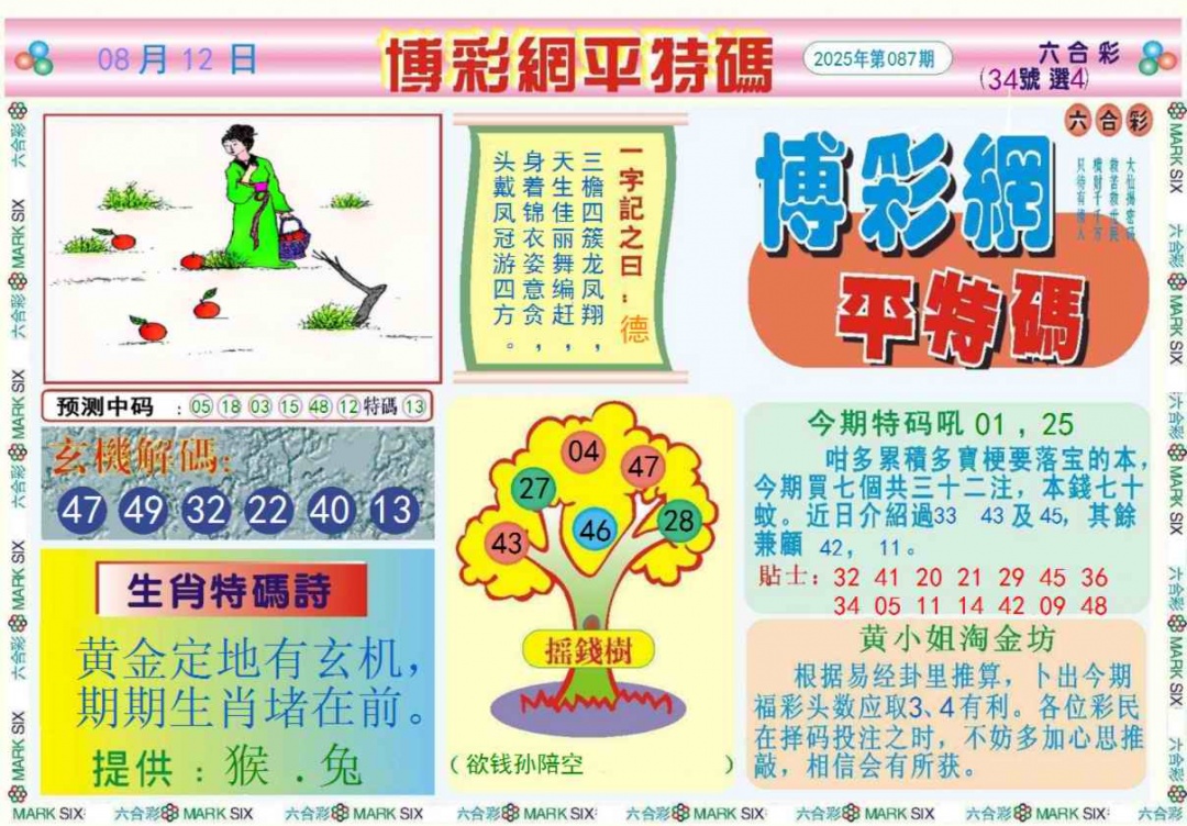 六合彩087期博彩网平特报记录