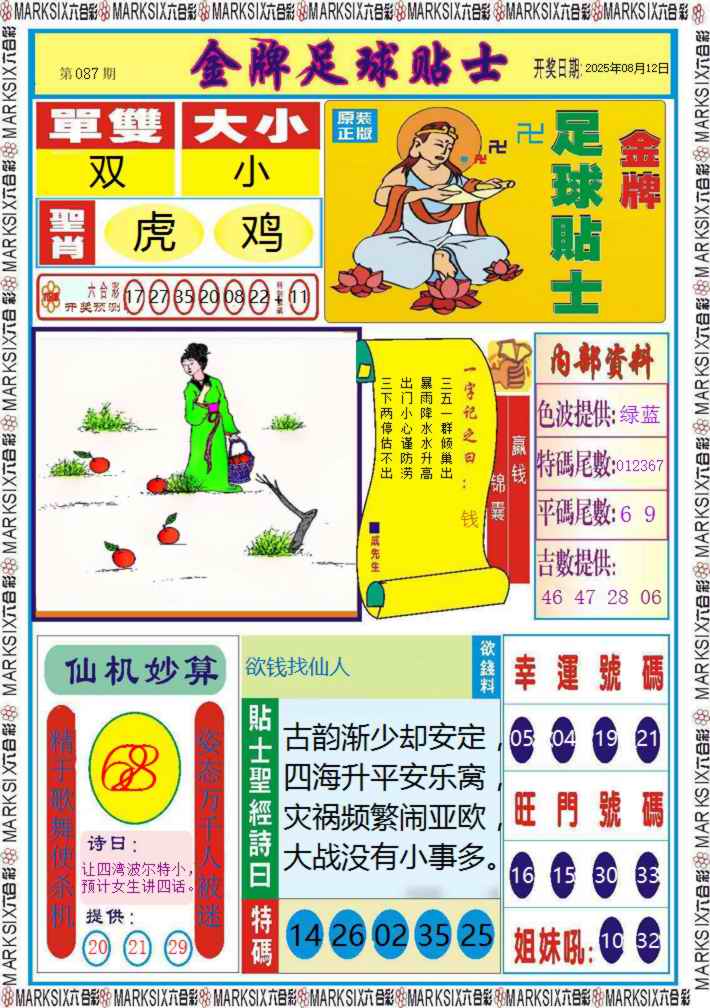 六合彩087期金牌足球贴士记录