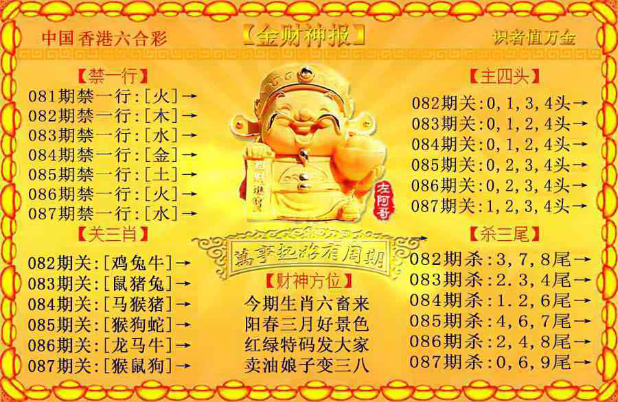 六合彩087期金财神