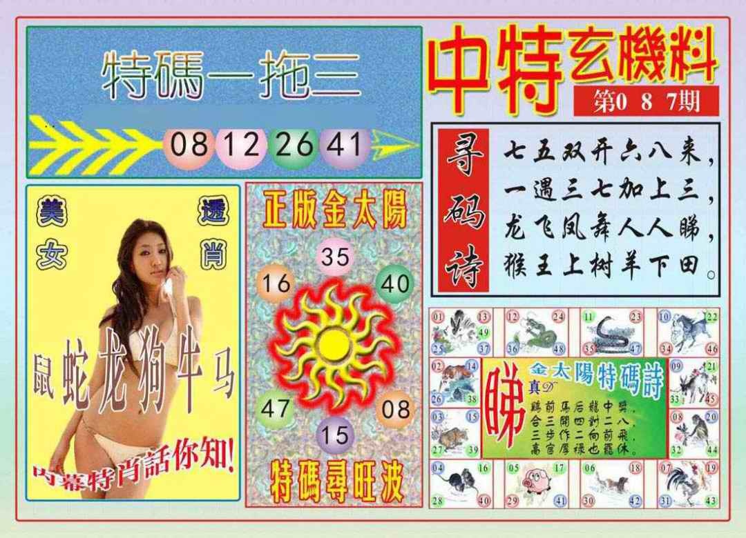 六合彩087期中特玄机料