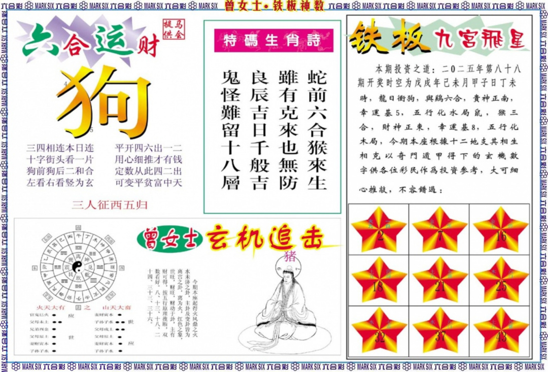六合彩088期曾女士铁板神数B