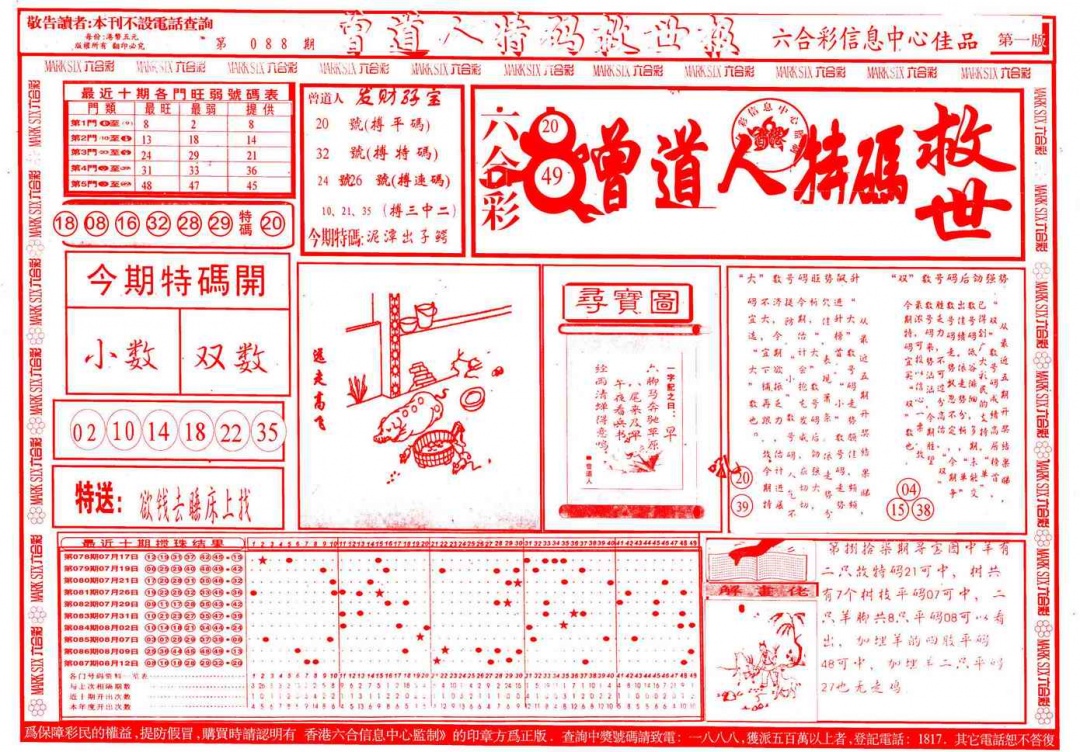 六合彩088期曾道人特码救世A