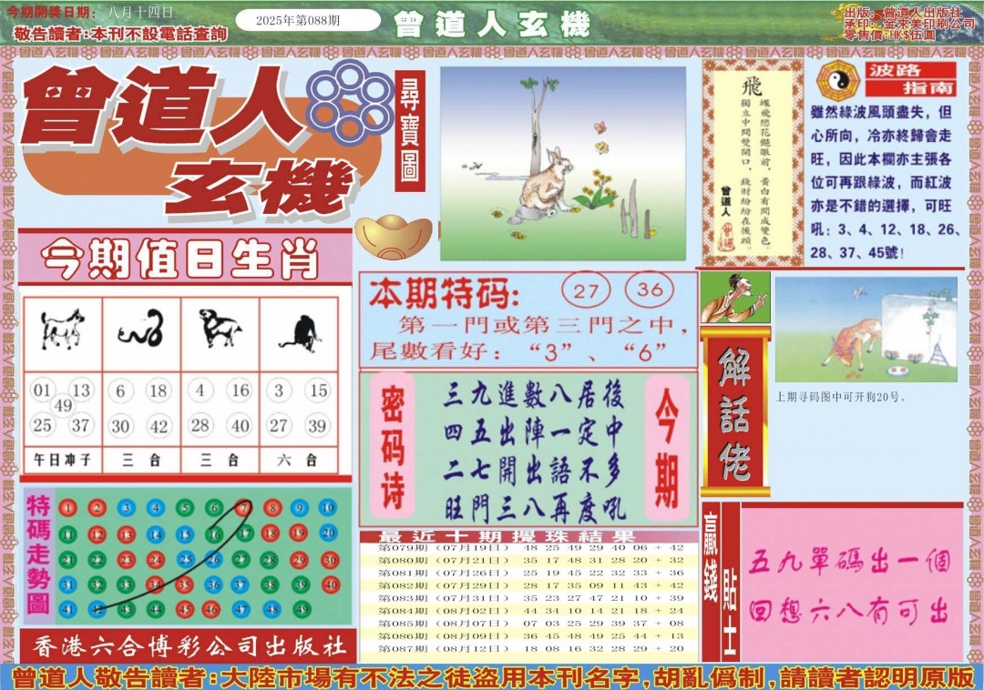 六合彩088期曾道人玄机A