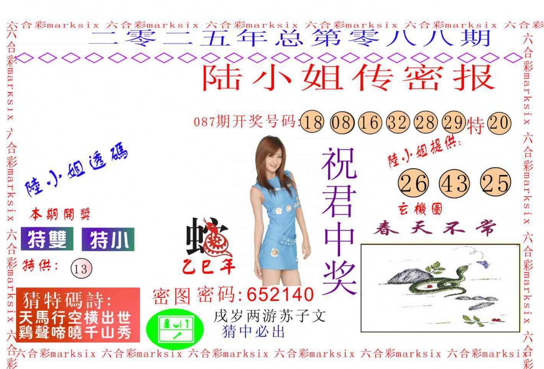 六合彩088期陆小姐传密A