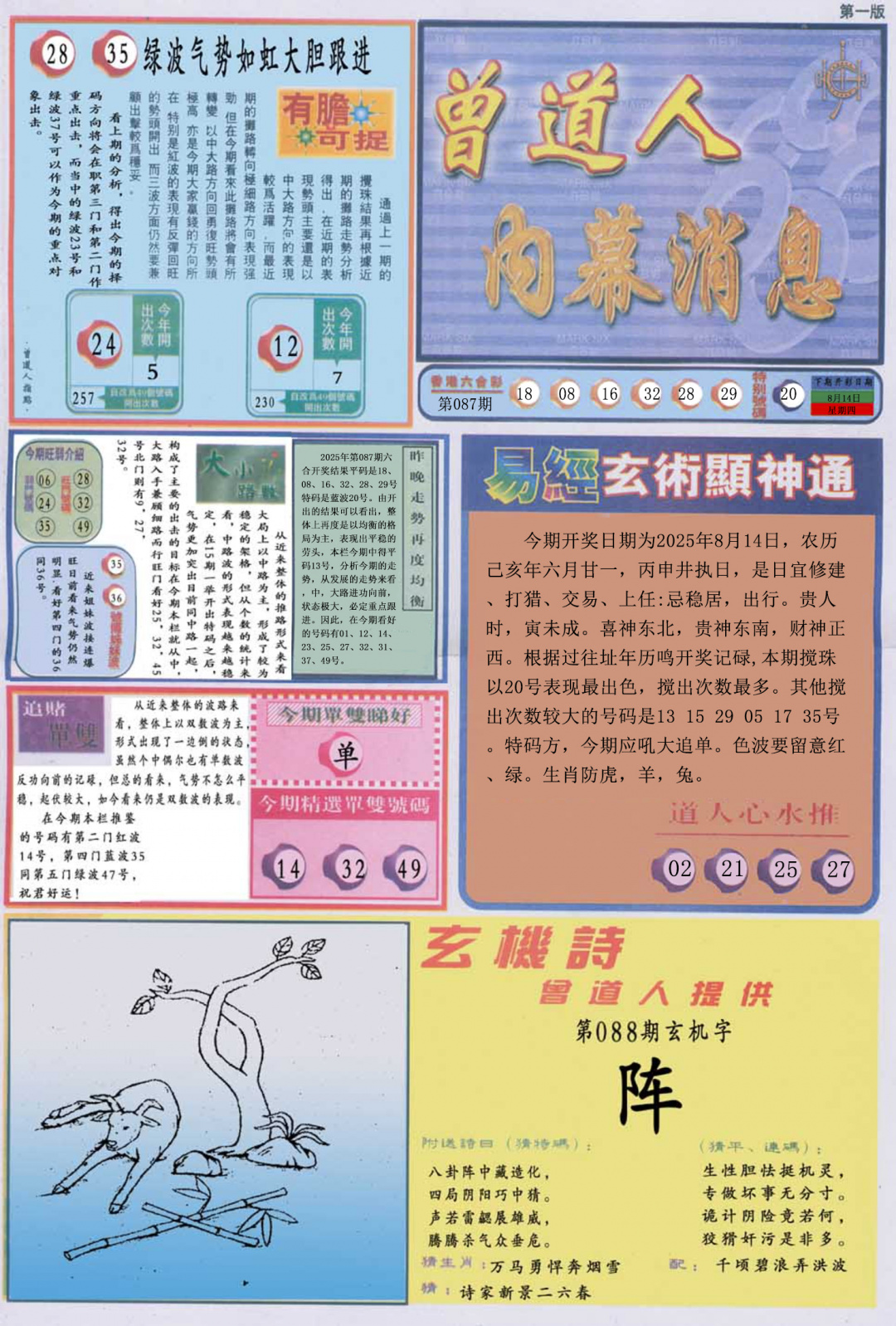 六合彩088期曾道人内幕消息A