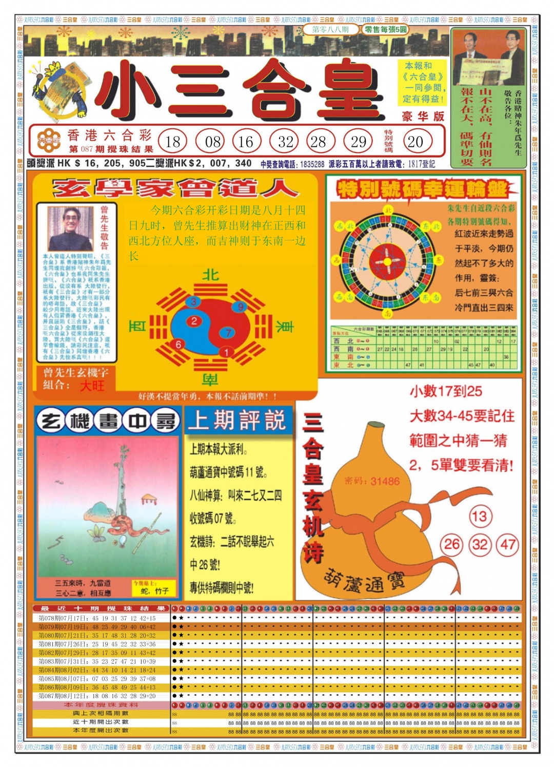 六合彩088期小三合皇A