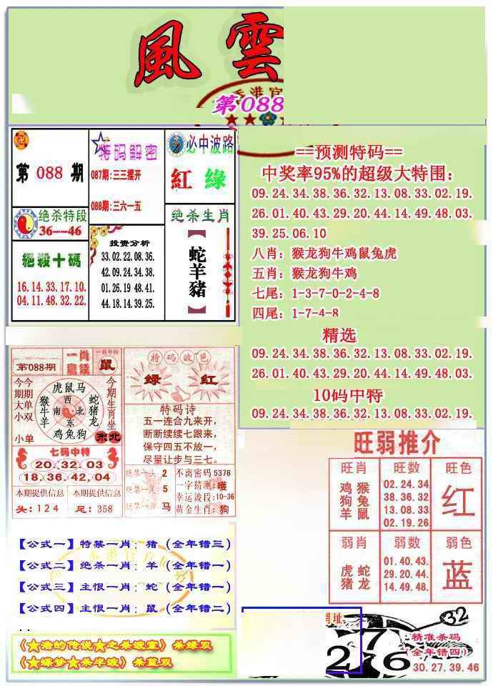 六合彩088期风云榜