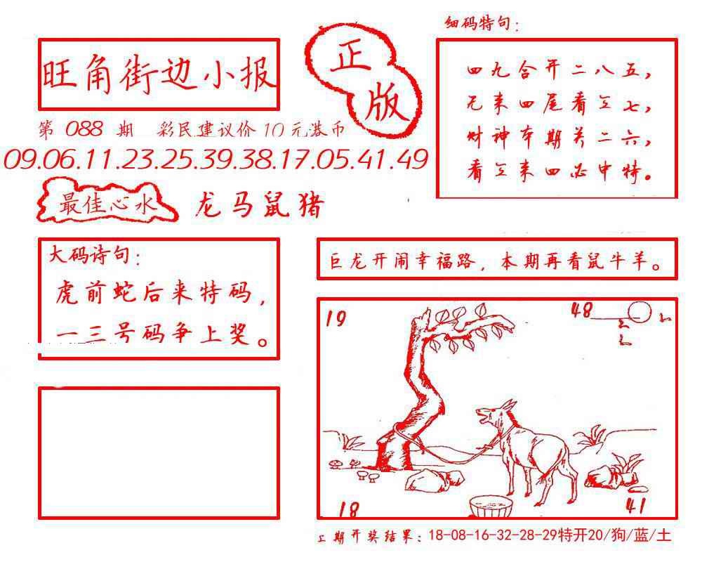 六合彩088期旺角街边小报