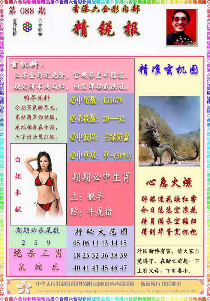 六合彩088期精锐报