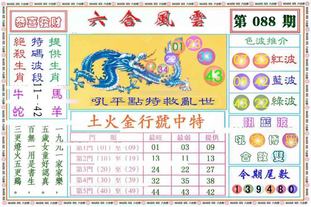 六合彩088期六合风云《另版》