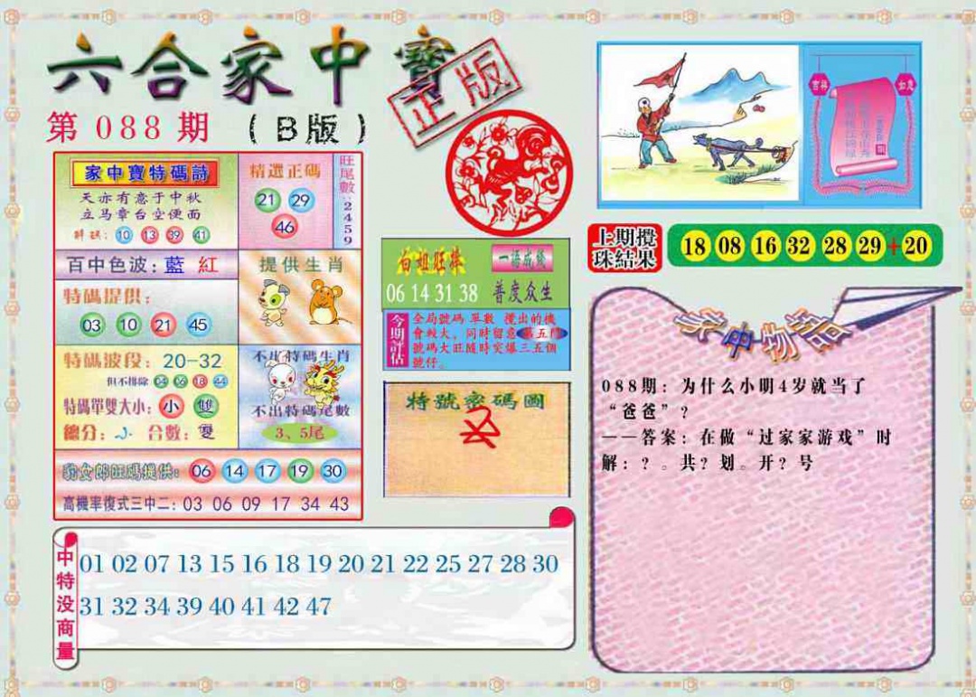 六合彩088期六合家中宝B