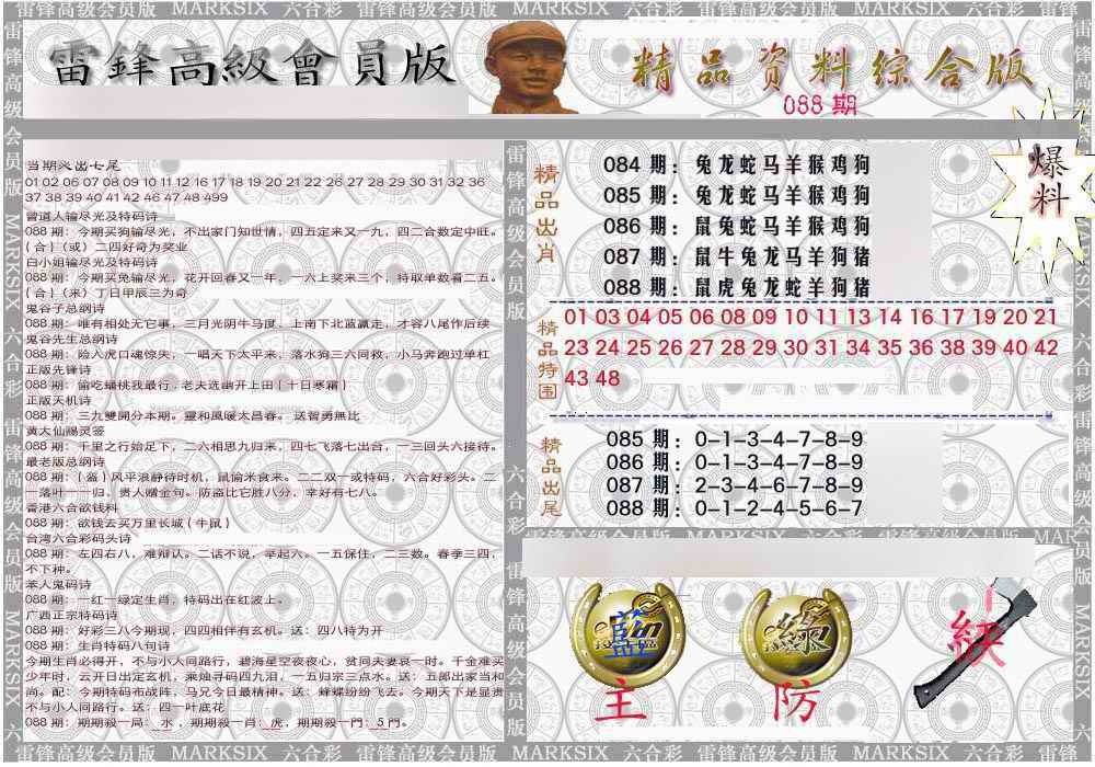 六合彩088期雷锋资料综合版