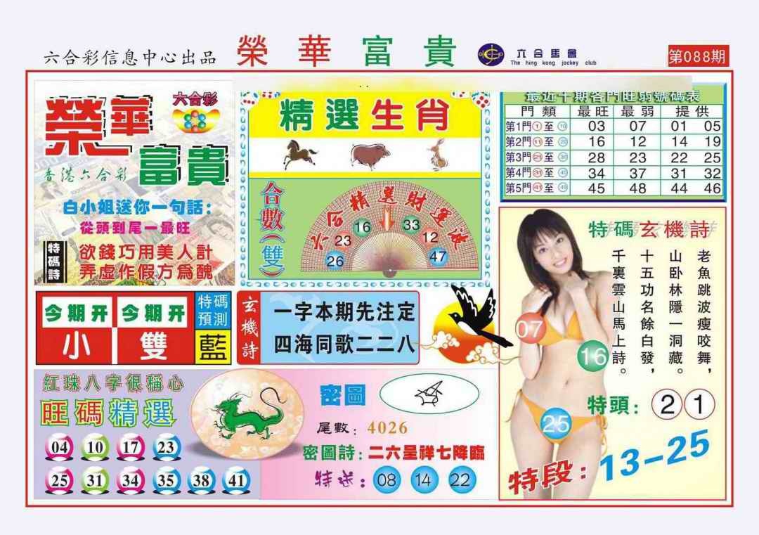 六合彩088期荣华富贵(新图)