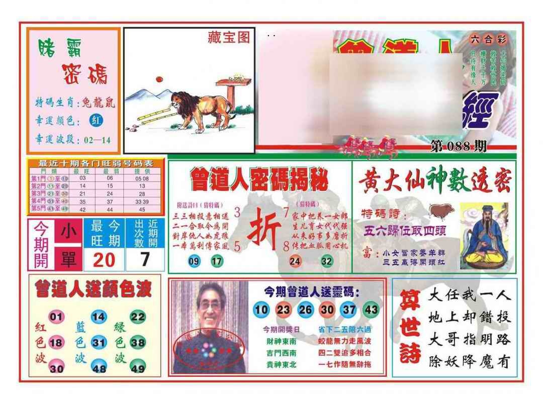 六合彩088期赢钱一经(新图)