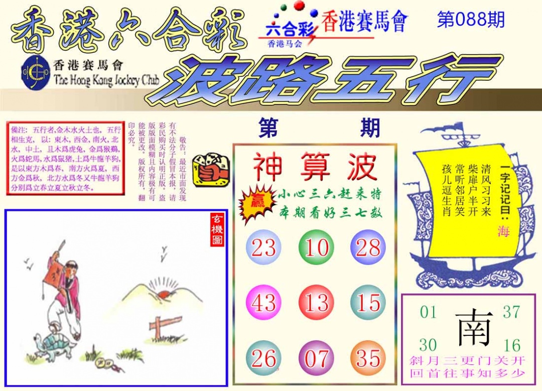 六合彩088期波路五行