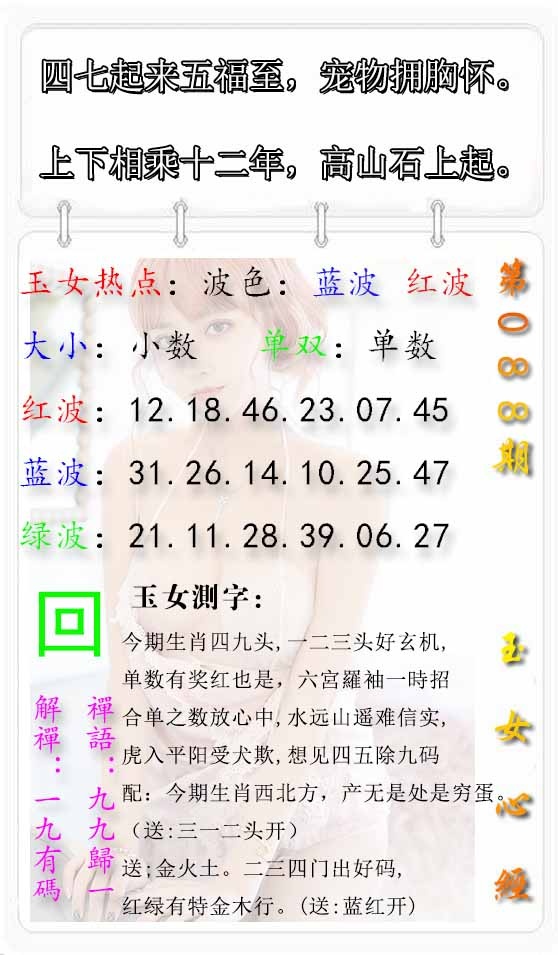 六合彩088期玉女心经报