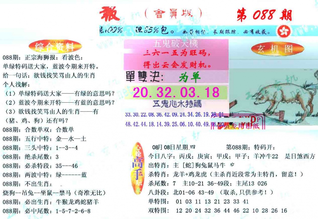 六合彩088期新五鬼玄机