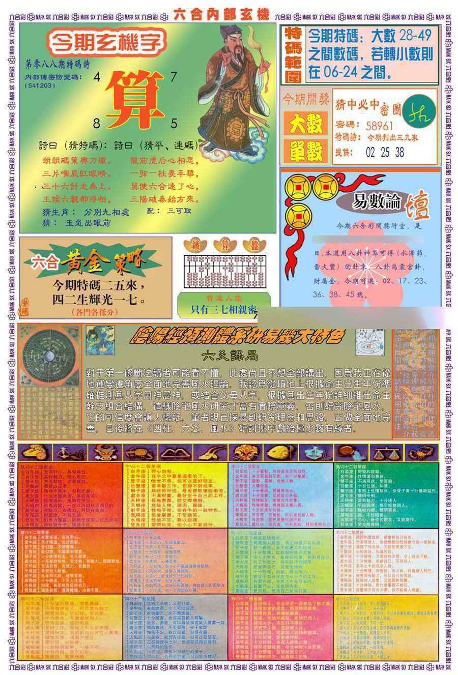 六合彩088期(新版)内部玄机B