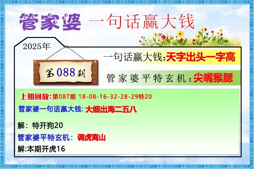 六合彩088期管家婆一句话赢大钱